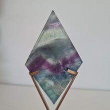 Load image into Gallery viewer, Feather Fluorite Diamond with Stand
