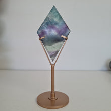 Load image into Gallery viewer, Feather Fluorite Diamond with Stand
