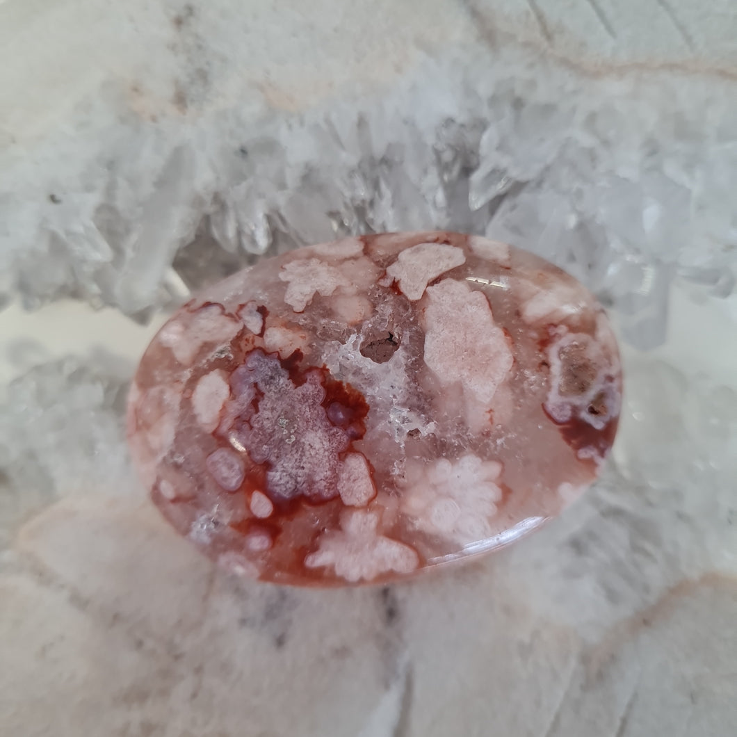 Pink Amethyst X Flower Agate Palmstone