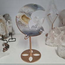 Load image into Gallery viewer, Druzy Agate Crescent Moon Fairy on Stand
