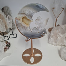 Load image into Gallery viewer, Druzy Agate Crescent Moon Fairy on Stand
