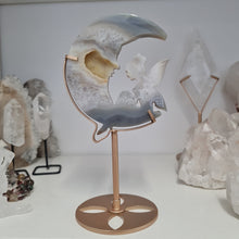 Load image into Gallery viewer, Druzy Agate Crescent Moon Fairy on Stand
