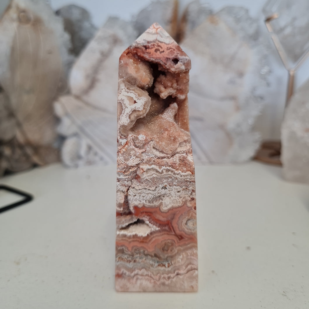 Pink Crazy Lace Agate Tower