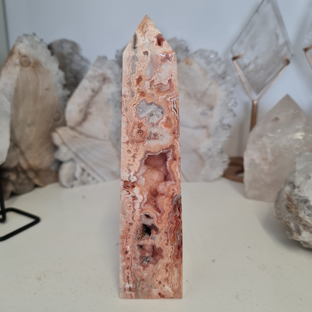 Pink Crazy Lace Agate Tower