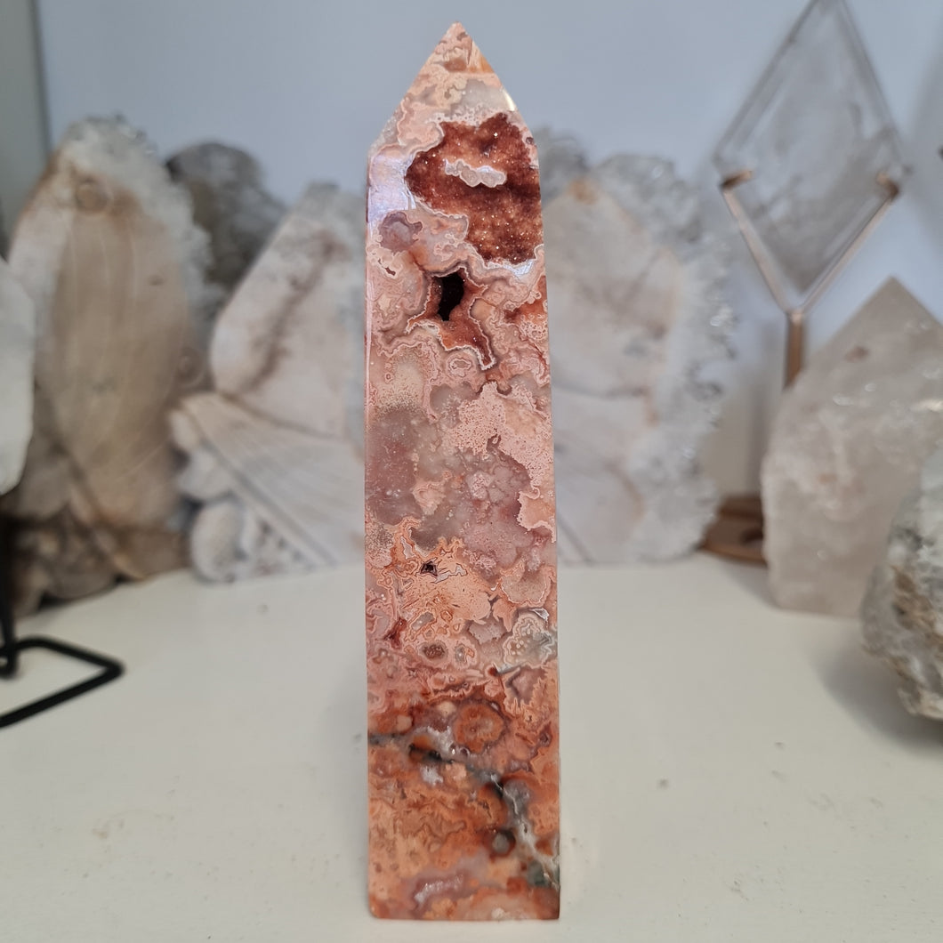 Pink Crazy Lace Agate Tower