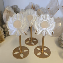 Load image into Gallery viewer, Selenite Lotus Flower on Stand
