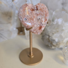 Load image into Gallery viewer, Pink Amethyst X Flower Agate Heart on Stand
