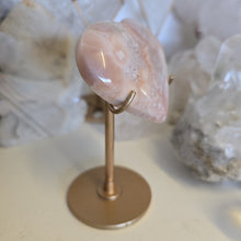 Load image into Gallery viewer, Pink Amethyst X Flower Agate Heart on Stand
