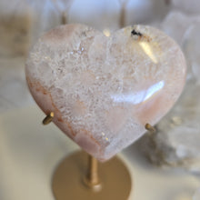 Load image into Gallery viewer, Pink Amethyst X Flower Agate Heart on Stand
