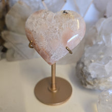 Load image into Gallery viewer, Pink Amethyst X Flower Agate Heart on Stand
