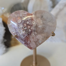 Load image into Gallery viewer, Pink Amethyst X Flower Agate Heart on Stand
