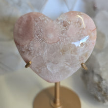 Load image into Gallery viewer, Pink Amethyst X Flower Agate Heart on Stand
