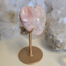 Load image into Gallery viewer, Pink Amethyst X Flower Agate Heart on Stand
