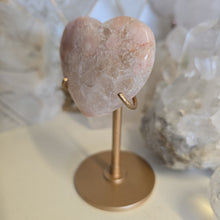 Load image into Gallery viewer, Pink Amethyst X Flower Agate Heart on Stand

