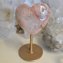 Load image into Gallery viewer, Pink Amethyst X Flower Agate Heart on Stand
