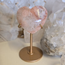 Load image into Gallery viewer, Pink Amethyst X Flower Agate Heart on Stand
