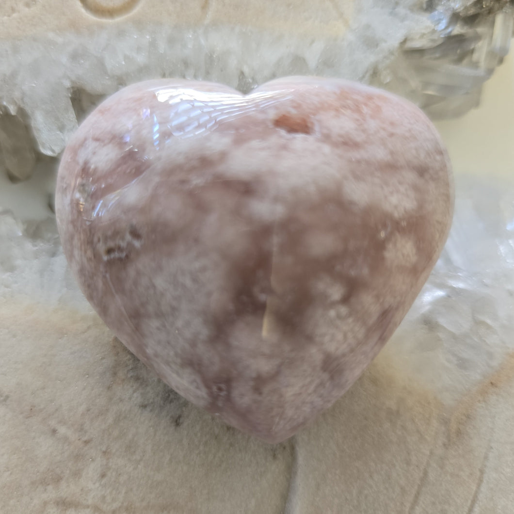 Pink Amethyst X Flower Agate Heart