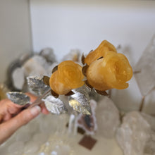 Load image into Gallery viewer, Orange Calcite Rosebud with Stem - Small
