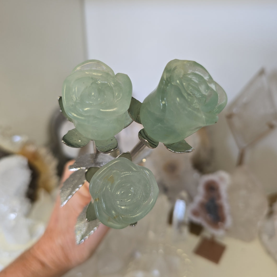 Green Fluorite Rosebud with Stem - Small