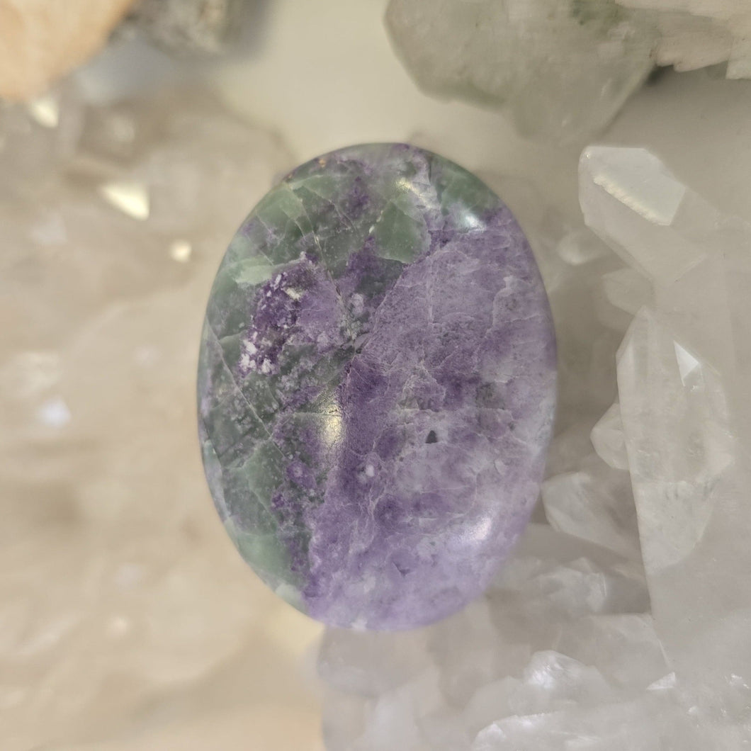 Serpentine Fluorite 'Bolivianite' Palmstone - A Grade