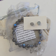 Load image into Gallery viewer, Labradorite Bracelet and Stud Ear-ring Set
