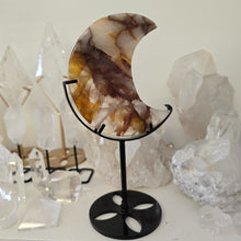 Load image into Gallery viewer, Golden Healer Quartz Crescent Moon with Stand
