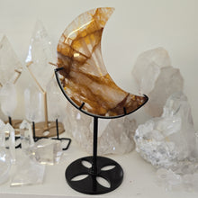 Load image into Gallery viewer, Golden Healer Quartz Crescent Moon with Stand

