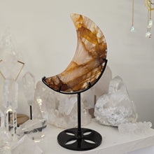 Load image into Gallery viewer, Golden Healer Quartz Crescent Moon with Stand
