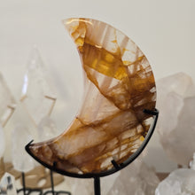 Load image into Gallery viewer, Golden Healer Quartz Crescent Moon with Stand
