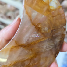 Load image into Gallery viewer, Golden Healer Quartz Crescent Moon with Stand
