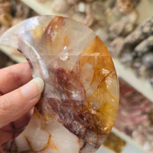 Load image into Gallery viewer, Golden Healer Quartz Crescent Moon with Stand
