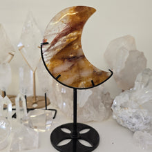 Load image into Gallery viewer, Golden Healer Quartz Crescent Moon with Stand
