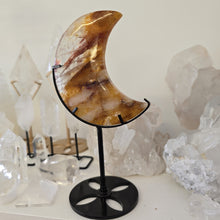 Load image into Gallery viewer, Golden Healer Quartz Crescent Moon with Stand
