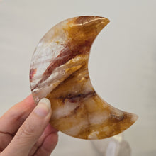Load image into Gallery viewer, Golden Healer Quartz Crescent Moon with Stand

