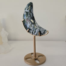 Load image into Gallery viewer, Moss Agate Moon with Stand

