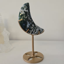 Load image into Gallery viewer, Moss Agate Moon with Stand
