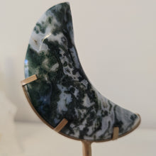 Load image into Gallery viewer, Moss Agate Moon with Stand
