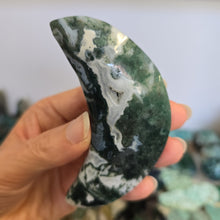 Load image into Gallery viewer, Moss Agate Moon with Stand
