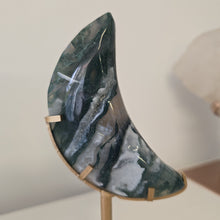 Load image into Gallery viewer, Moss Agate Moon with Stand
