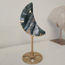 Load image into Gallery viewer, Moss Agate Moon with Stand

