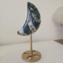 Load image into Gallery viewer, Moss Agate Moon with Stand
