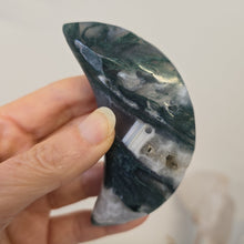 Load image into Gallery viewer, Moss Agate Moon with Stand
