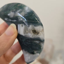 Load image into Gallery viewer, Moss Agate Moon with Stand

