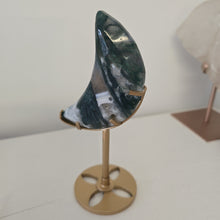 Load image into Gallery viewer, Moss Agate Moon with Stand
