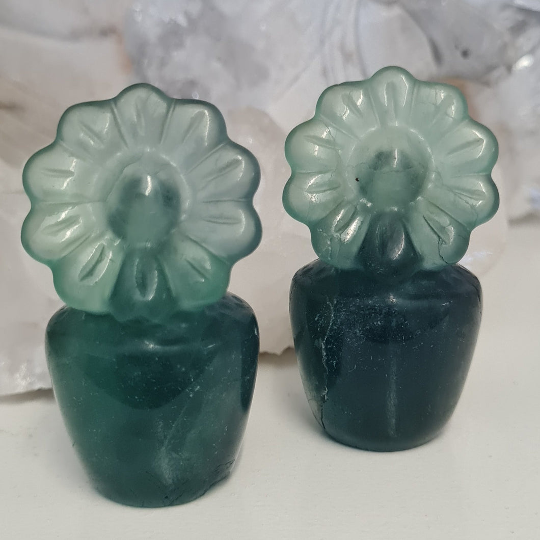 Green Fluorite Sunflower Pot