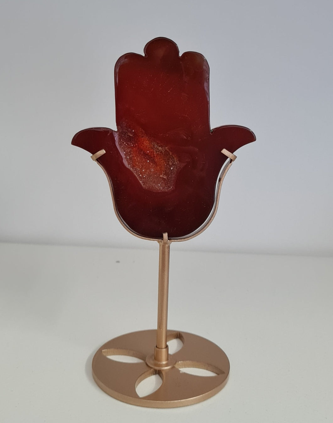 Carnelian Hamsa Hand with Stand