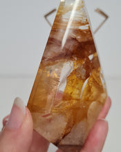 Load image into Gallery viewer, Golden Healer Quartz Diamond with Stand
