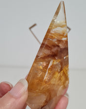 Load image into Gallery viewer, Golden Healer Quartz Diamond with Stand
