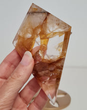 Load image into Gallery viewer, Golden Healer Quartz Diamond with Stand
