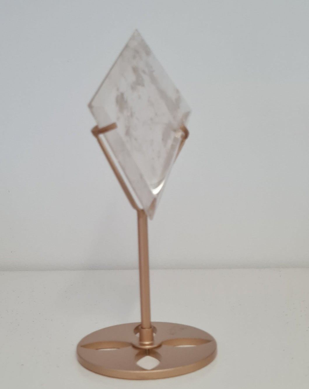 Clear Quartz Diamond with Stand - Rainbows